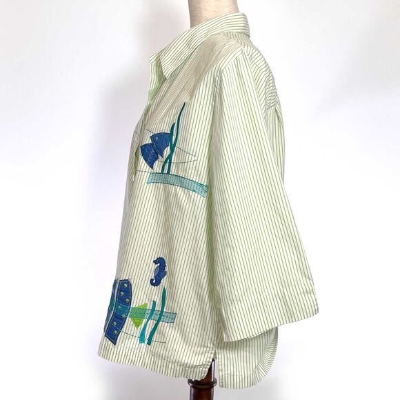 Bechamel XL Green Striped Top Fish Appliques - Picture 3 of 7